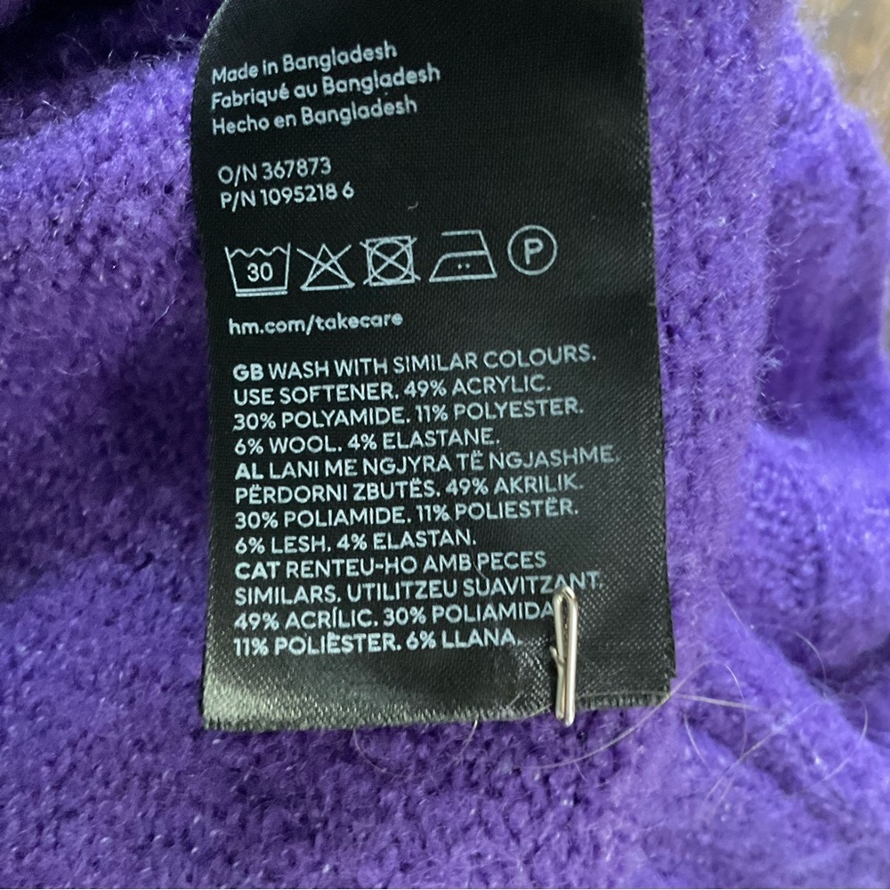 H&M Divided Purple Cable Knit Turtleneck Sweater M - Picture 4 of 16